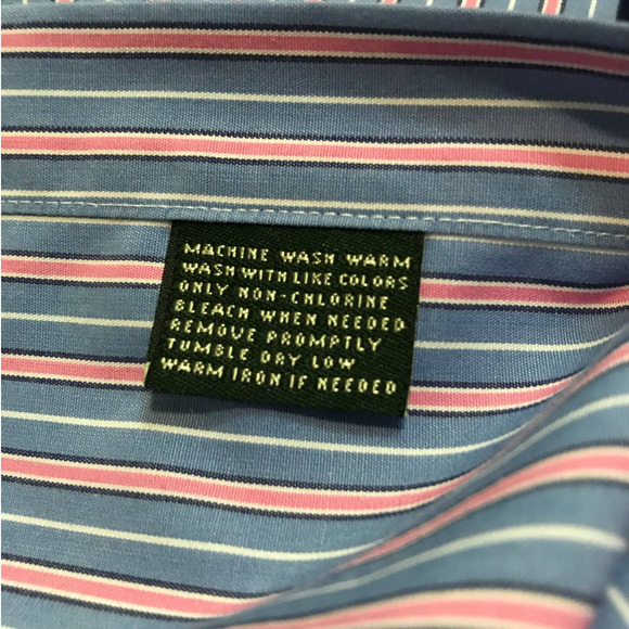 Lauren Ralph Lauren Men's Non-Iron Shirt in Blue w/Red Stripes, Size 17 - 32/33 - Picture 5 of 5
